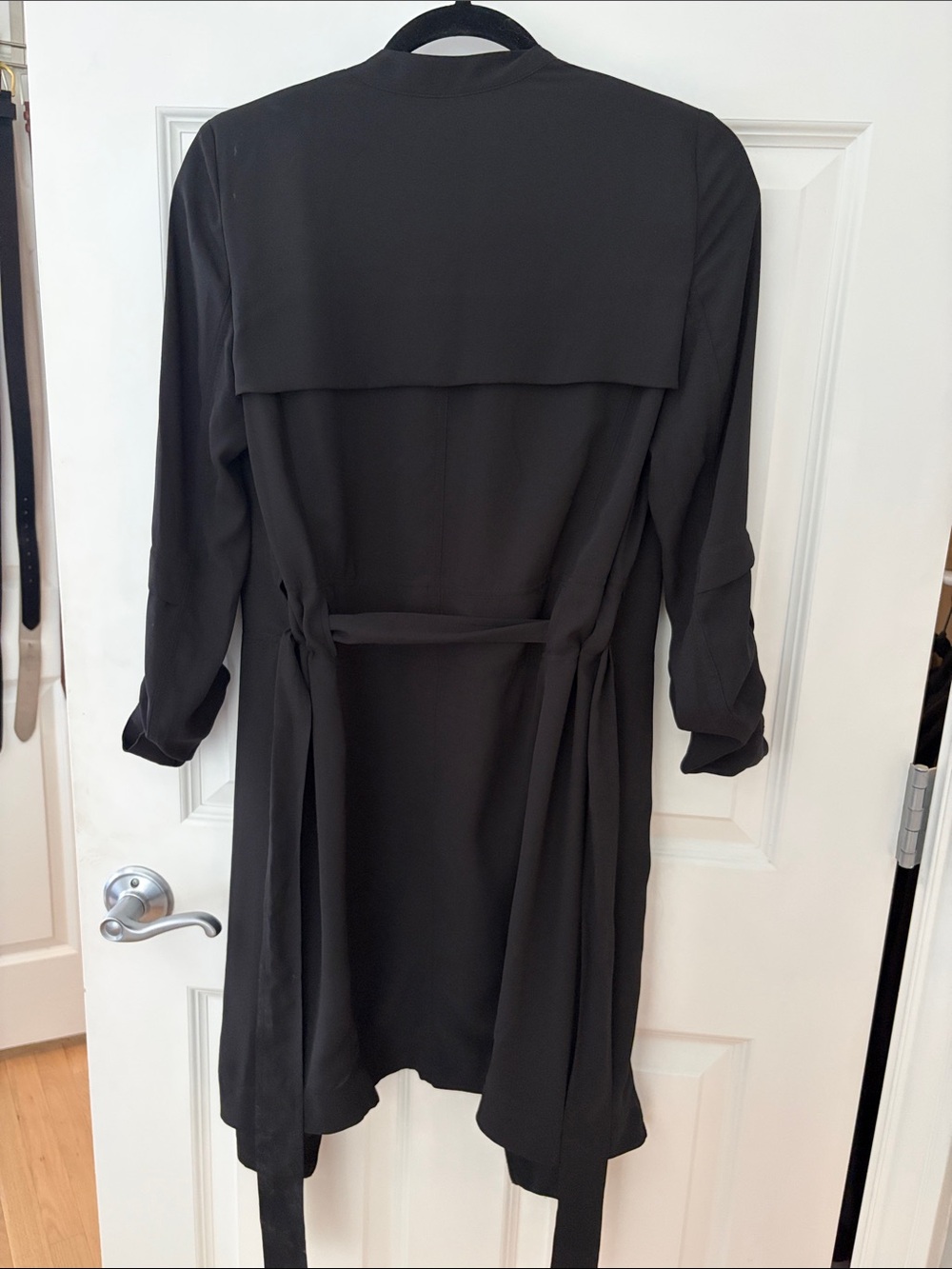 Babaton Black Long-Sleeve Belted Trench Dress